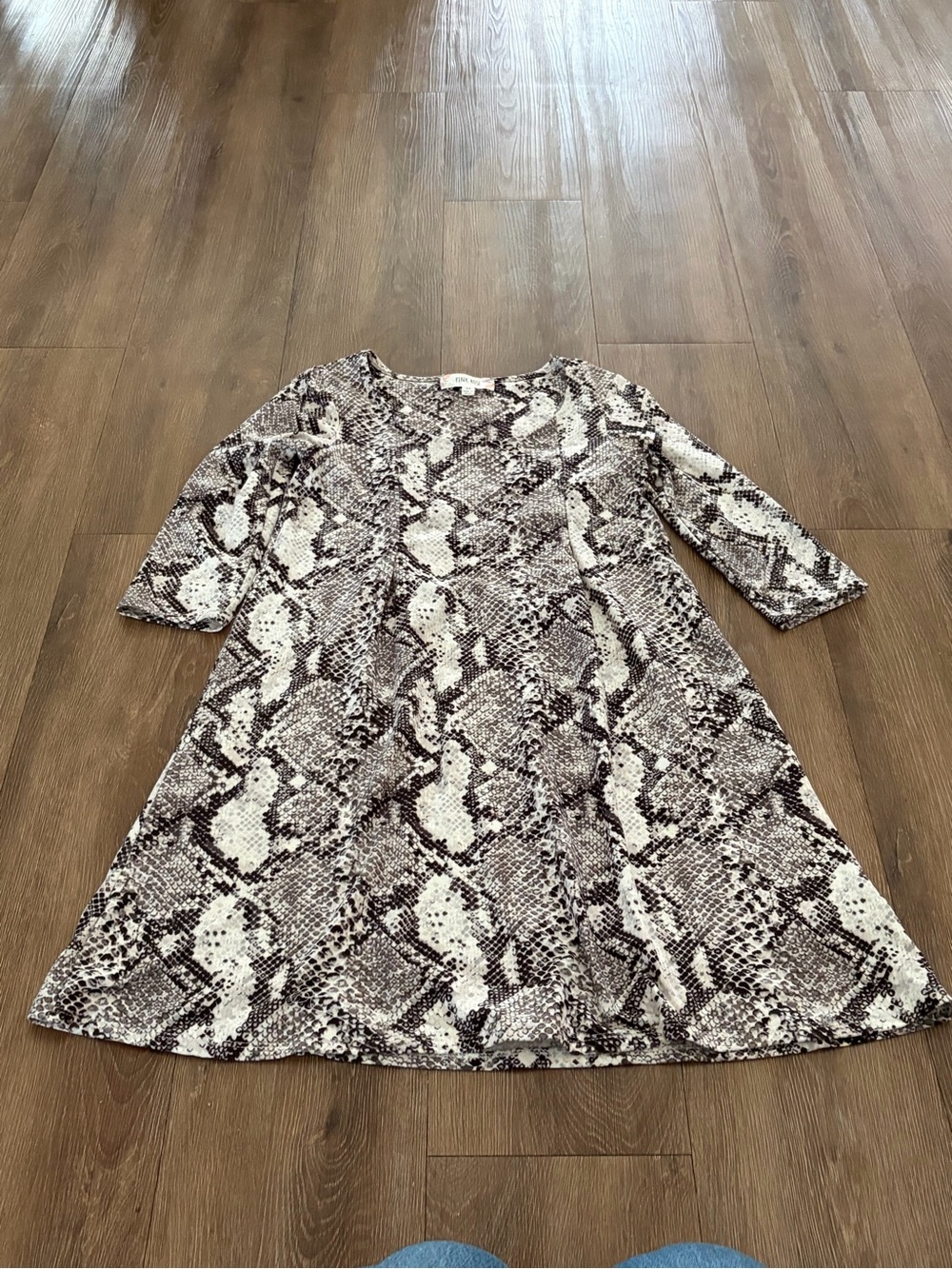 Snake-Print A-Line Women’s Dress in Neutral Tones size x-small